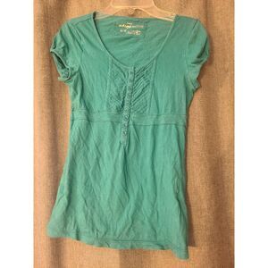 Teal Y2K Aeropostale Button-Front Tee Girls Medium
